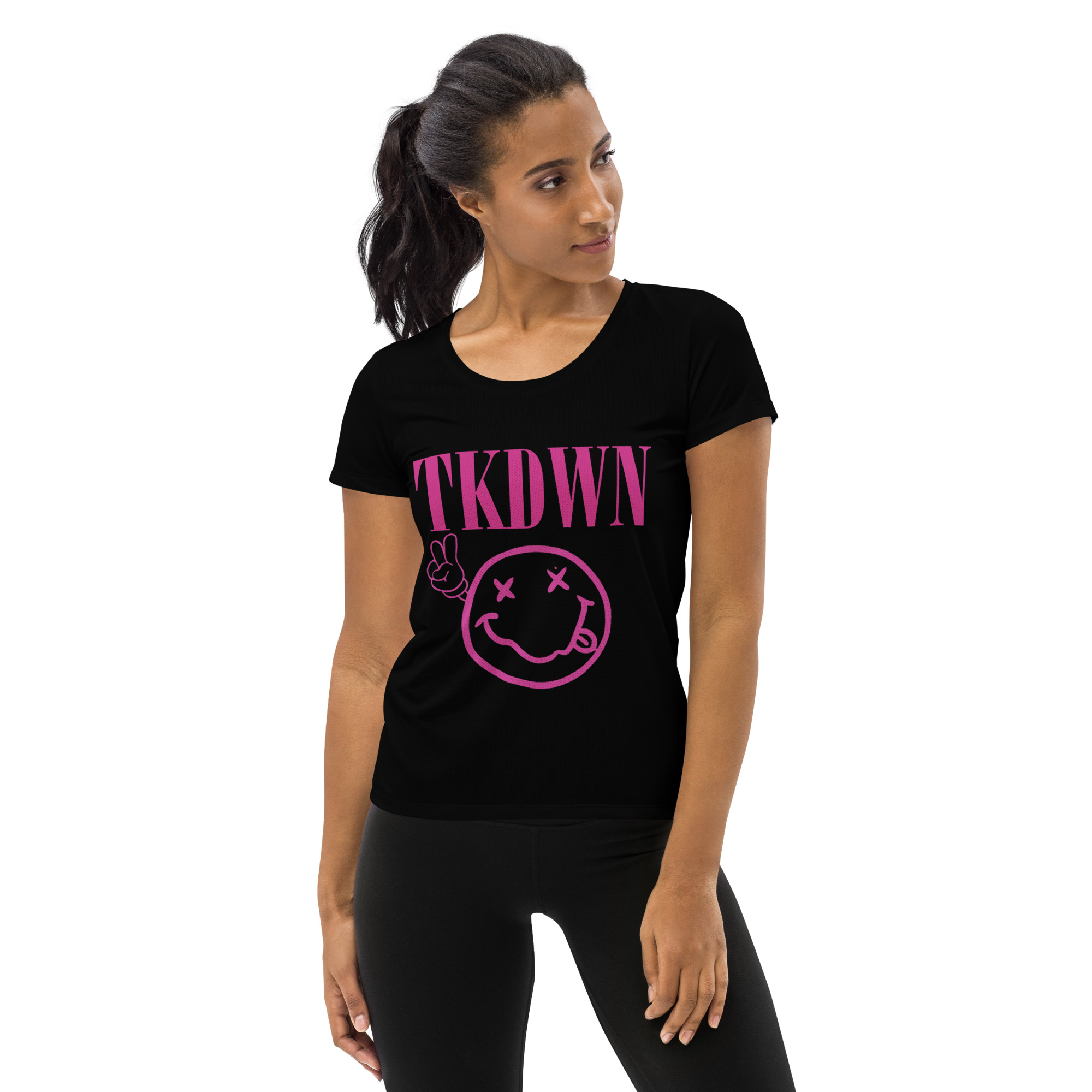 TKDWN Two Fingers All-Over Print Women’s Athletic T-shirt